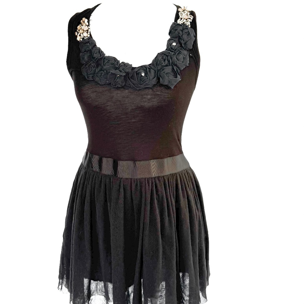 Young Fabulous & broke black mini dress with tulle skirt